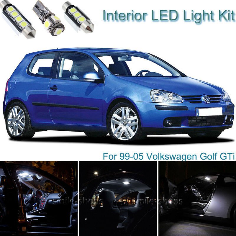 13pcs White Interior LED Light Package Kit Deal For Volkswagen Golf GTI 99-05