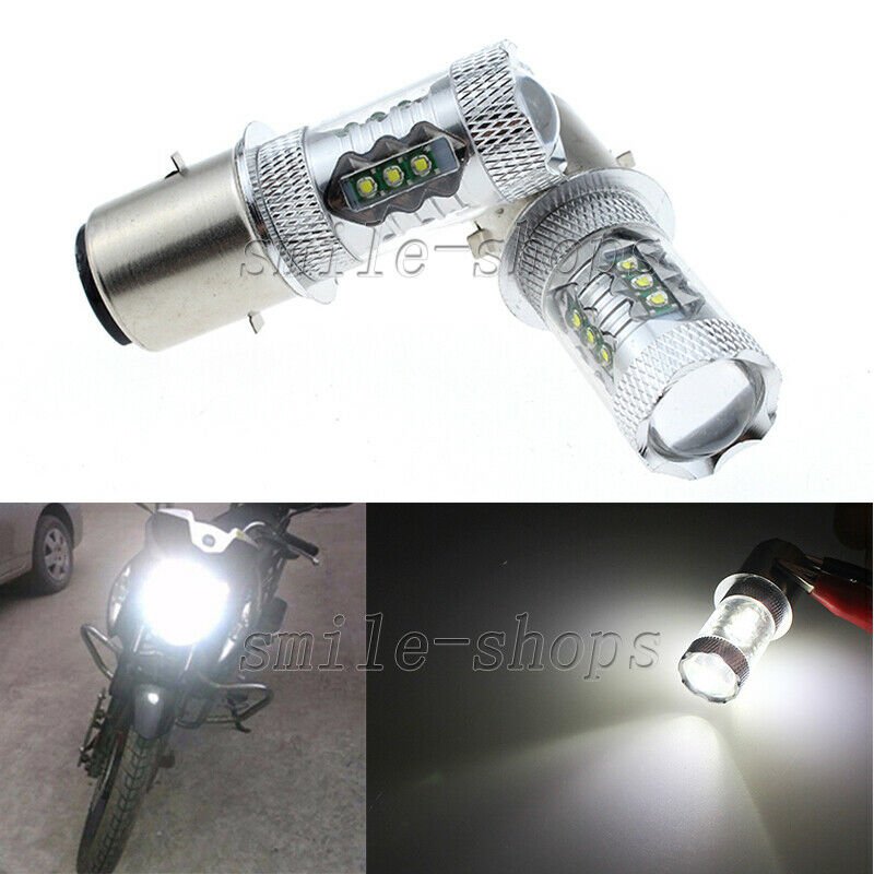 2pcs BA20D H6 White 80W High Power Motorcycle Headlight Bulbs Fog Light Bulbs