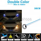 30CM Blue Flexible Soft Tube Blue Amber Light Guide LED Headlight Strip DRL 12V