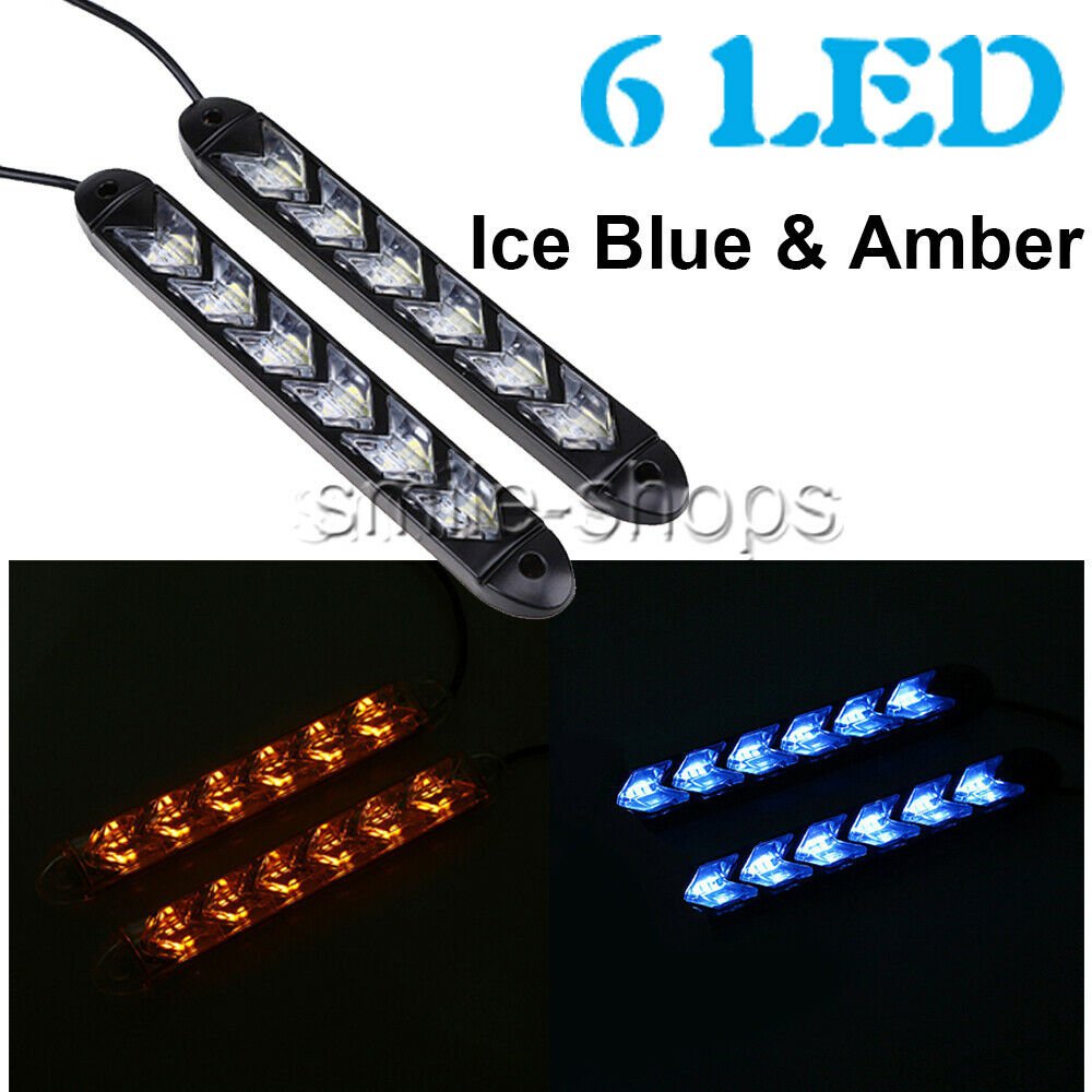 2pcs Ice Blue Color Car Daytime Running Lights DRL Turn Signal Lamp Waterproof