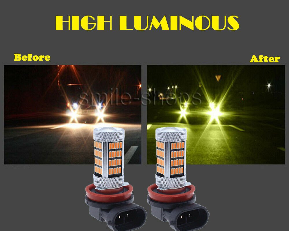 2pcs 3000K Amber H11 H8 H9 92-SMD LED For Car Truck Fog Driving Light Lamp Bulbs
