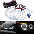 BMW E46 3 Series w/Non-HID Halogen Headlight White LED Angel Eye Halo Rings Kit