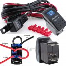 12V On/Off 5 pins Blue Driving Light Rocker Switch Kit with Relay Wiring Harness