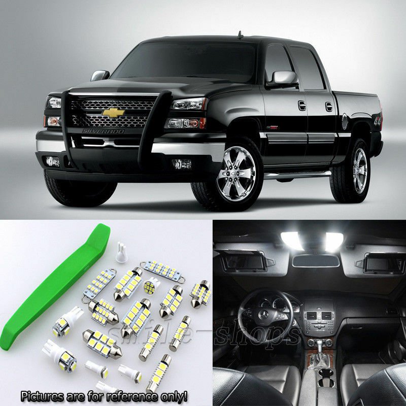 White 15pcs Interior LED Light Kit for 1999-2007 Chevrolet Silcerado + Free Tool