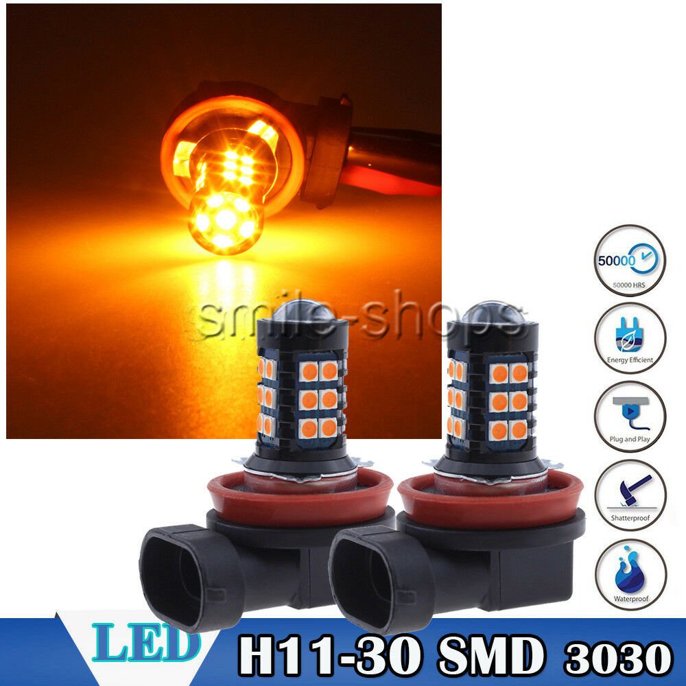 Amber/Yellow 3000K High Power 30SMD H11 H8 LED Bulbs For Fog Light Driving Lamp
