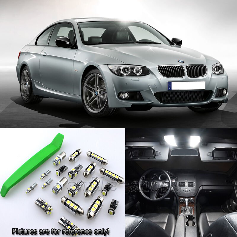 White 19pcs Interior LED Light Kit for 05-13 BMW 3 Series E90 Sedan + Free Tool