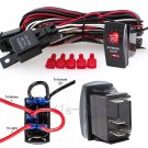 12V On/Off 5 pins Red Interior Light Rocker Switch Kit with Relay Wiring Harness