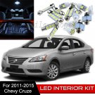 12pcs Interior LED Light Bulbs Package Kit for 2011-2015 Chevy Cruze White