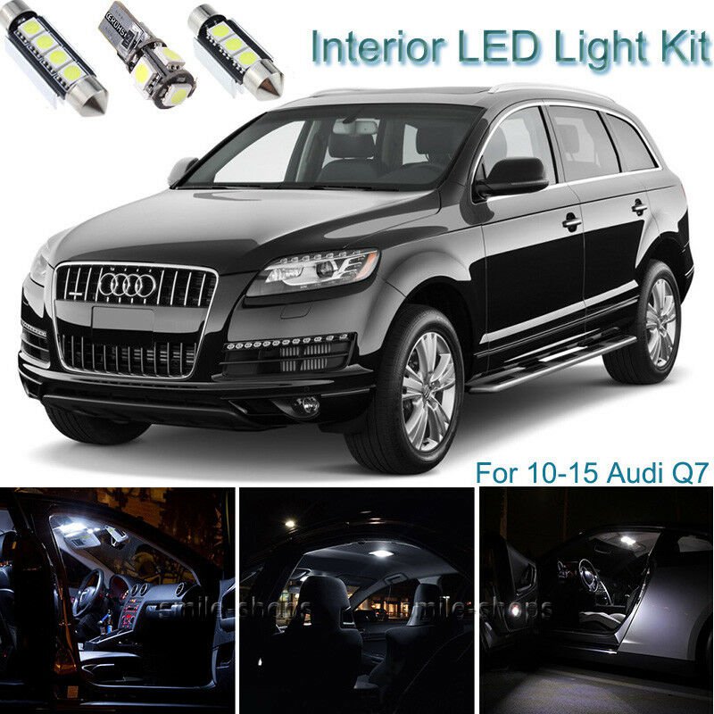 18pcs Xenon White Interior LED Light Package Kit Deal For Audi Q7 2010-2015