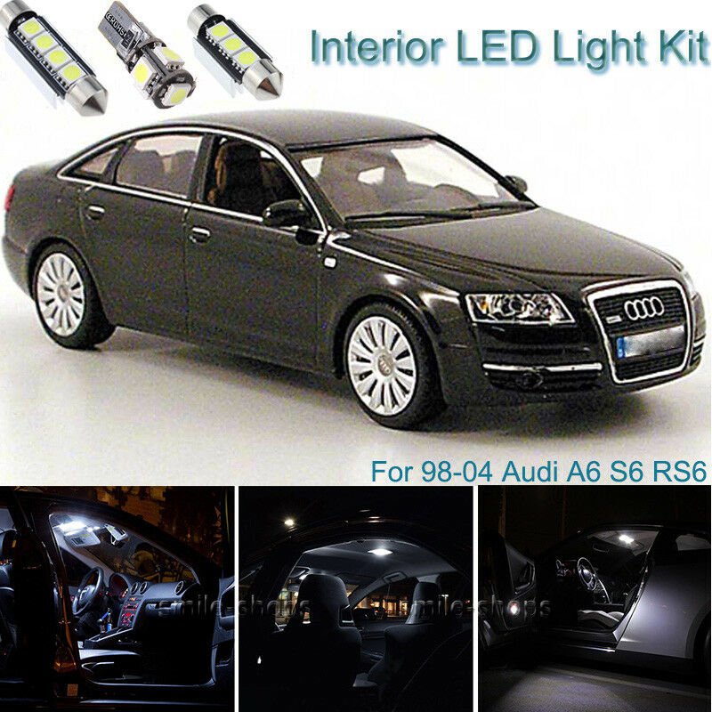 22pcs Xenon White Interior LED Light Package Kit Deal For Audi A6 S6 RS6 98-04