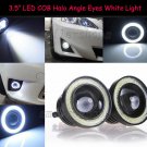 3.5" 20W LED Projector White Fog Light With Angle Light Halo Rings DRL Bulbs