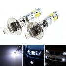 2pcs H1 7.5W 6000K White COB LED Light Car Fog Driving Daytime Running Bulbs