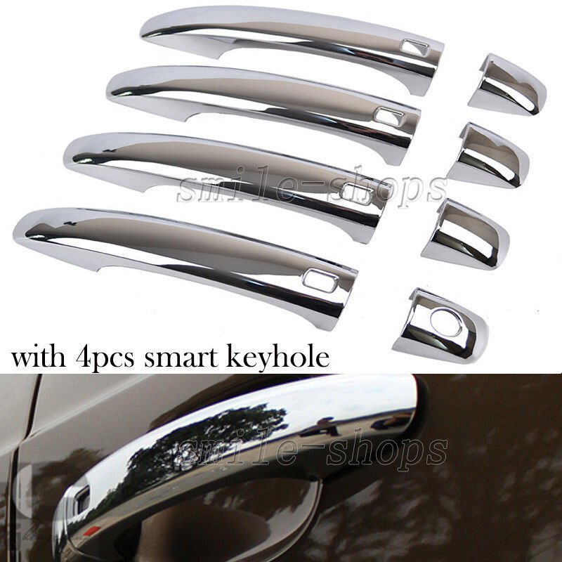 Set Chrome Door Handle Catch Cover Cap Trim Molding For 08-11 A4 B8 S4 09-13 Q5