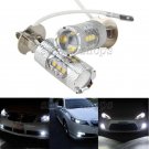 2pcs H3 Bright White 80W High Power LED Fog Light Driving Daytime Running Lights