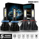 4PCS 9005 + H11 Combo Total 3240W 486000LM LED Headlight Kit Light Bulbs 6000K