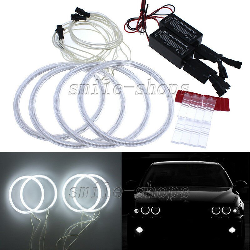 4pcs White CCFL Angel Eyes Halo Ring LED Headlight For BMW E32 E34 E30 318i 320i