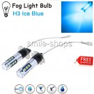 2pcs H3 8000K 3030 LED 15SMD Projector Fog Light High Power Driving Ice Blue DRL