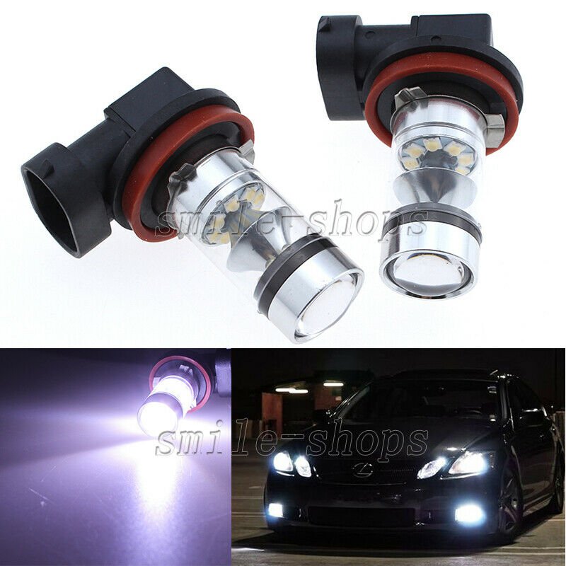 2pcs H11 6000K White 100W High Power Cree LED Fog Light Driving Light Bulbs DRL