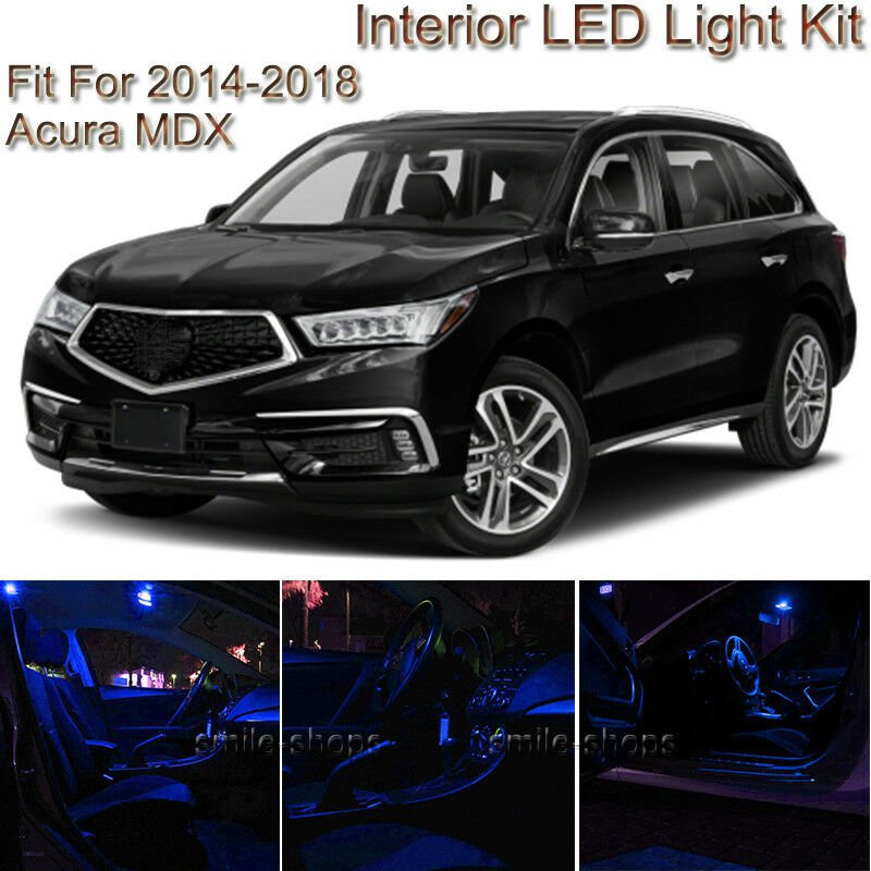 14pcs Blue Interior LED Light Package Kit For 2014 2015 2016 2017 2018 Acura MDX