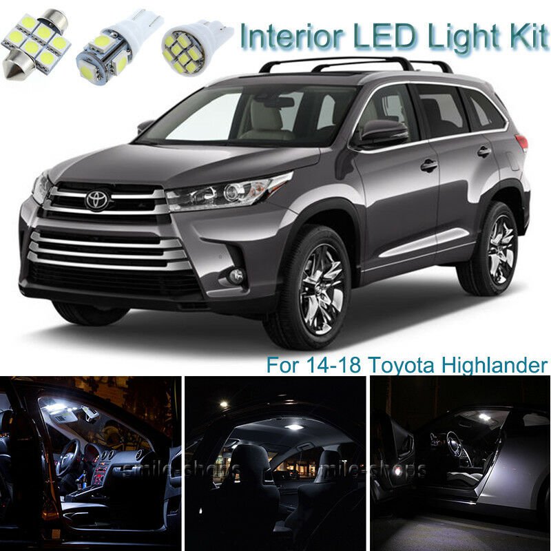 15x Bright White Interior LED Light Package Kit Deal For Toyota Highlander 14-18