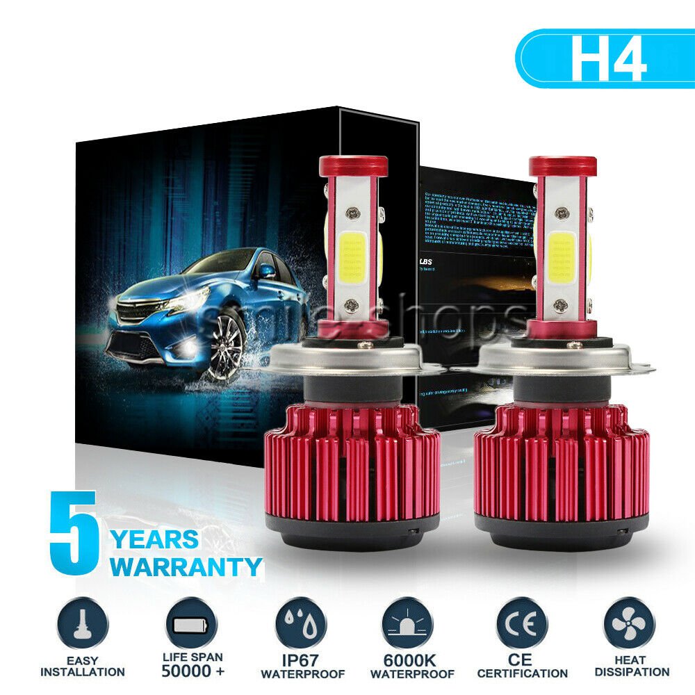 2X COB H4 9003 1800W LED Headlight Conversion Kit 6000K 270000LM Bulb HI-LO Beam