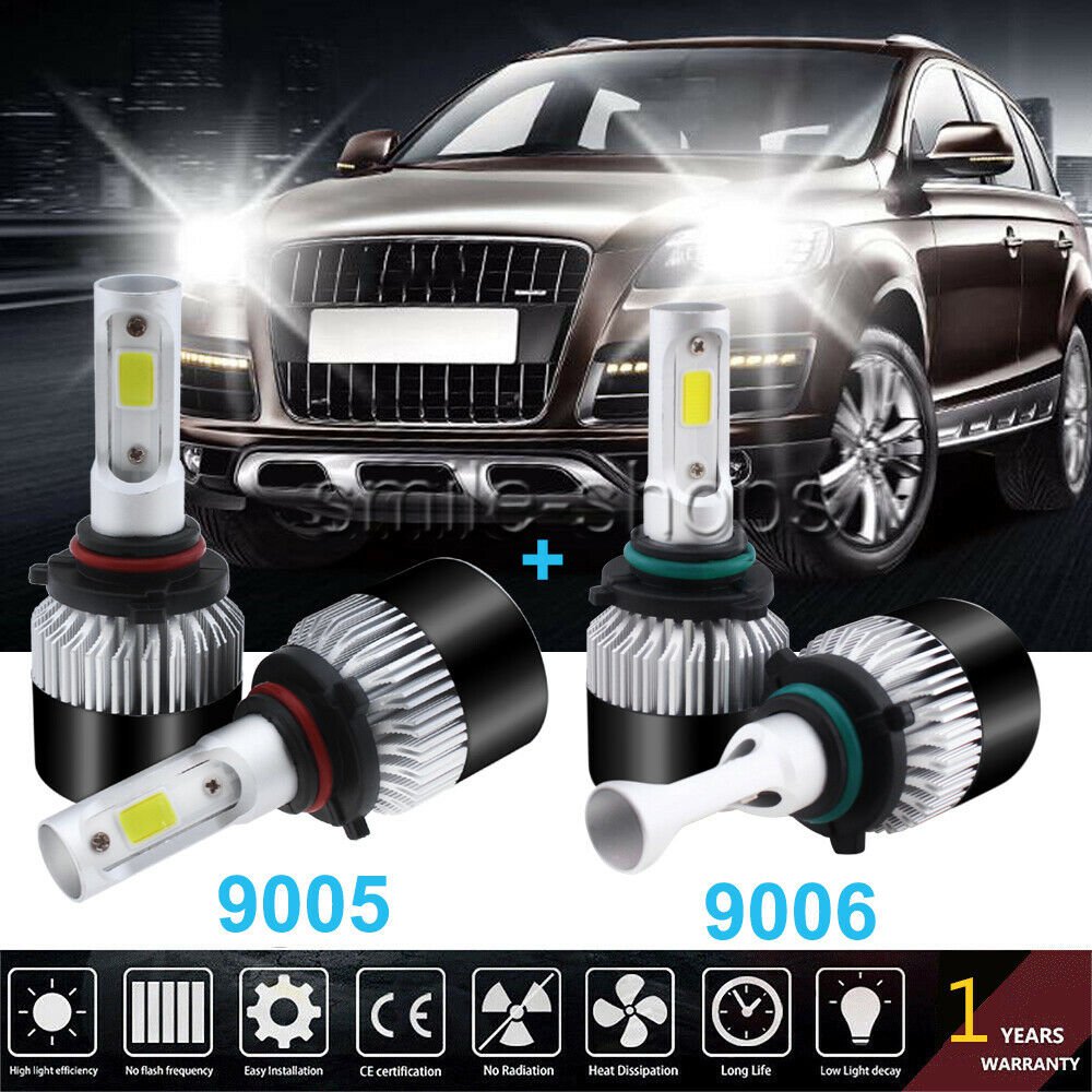 4x 9005+9006 LED Headlight Bulb For Chevy Silverado 1500 2500 HD 3500 1999-2006