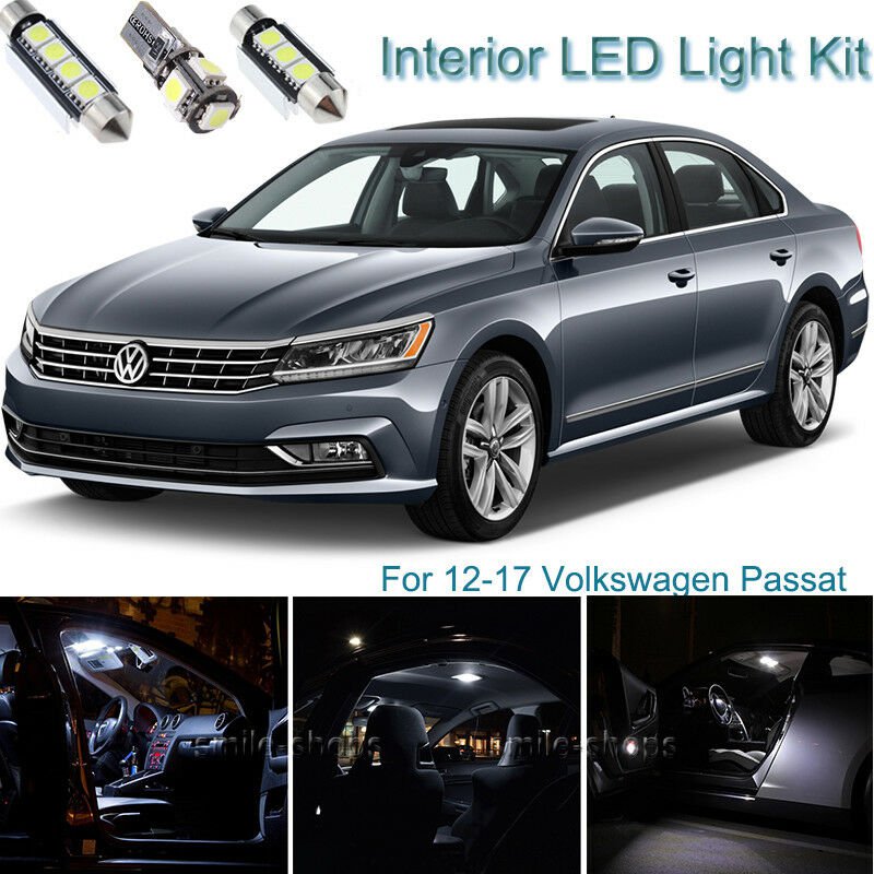 15pcs White Interior LED Light Package Kit Deal For Volkswagen Passat 2012-2017