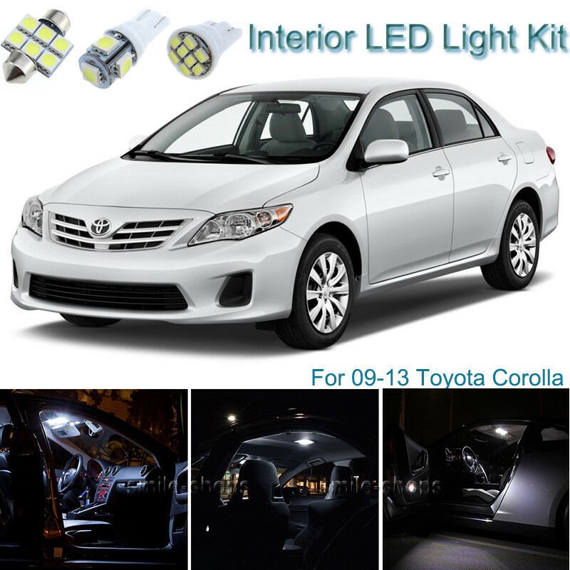 8pcs Bright White Interior LED Light Package Kit Deal For Toyota Corolla 09-13
