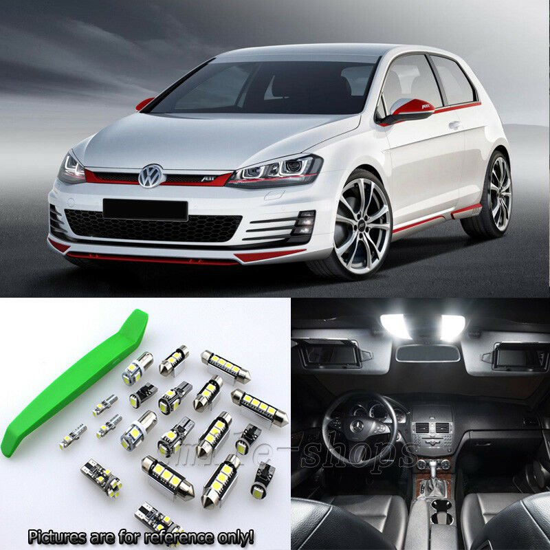 Super White 11pcs Interior LED Light Kit for 2012-2015 VW Golf MK7 + Free Tool