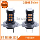 2PCS Yellow Amber H7 30SMD 3030 Car LED Fog Light Driving Lamp 3000K Bulb DRL