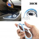 LED Headlight Strip White Daytime Running Light Flexible Soft Tube Guide Lamp