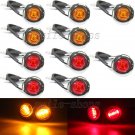 10 x New 3/4" Red/Amber LED Clearance Marker Bullet Trailer Marker Signal Lights