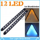 2x Universal Car DRL Flowing 12LED Strip Light Headlight Arrow Turn Signal Lamp