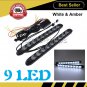 Car White Flowing 9-LED Knight Strip Light Arrow Flasher DRL Turn Signal Amber