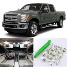 White 11pcs Interior LED Lgith Kit for 09-14 Ford F-250 350 450 550 + FreeTool