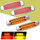 2 Red+2 Amber 12 LED Sealed Side Marker Clearance Light Lamp Fish Shape Trailer