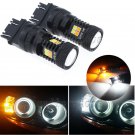 2pcs White Amber Switchback 3157 LED Parking Turn Signal for 09-14 Challenger