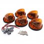 5Pcs Roof Cab Marker Light Amber Covers + Base Housing For 73-87 Chevy K10/20/30