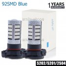 2pcs Blue 5202 5201 92 4014 SMD LED Bulbs for Car Truck Fog Driving Light Lamps