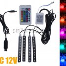 LED Remote Control Colorful RGB Car Interior Floor Atmosphere Light Strip SET