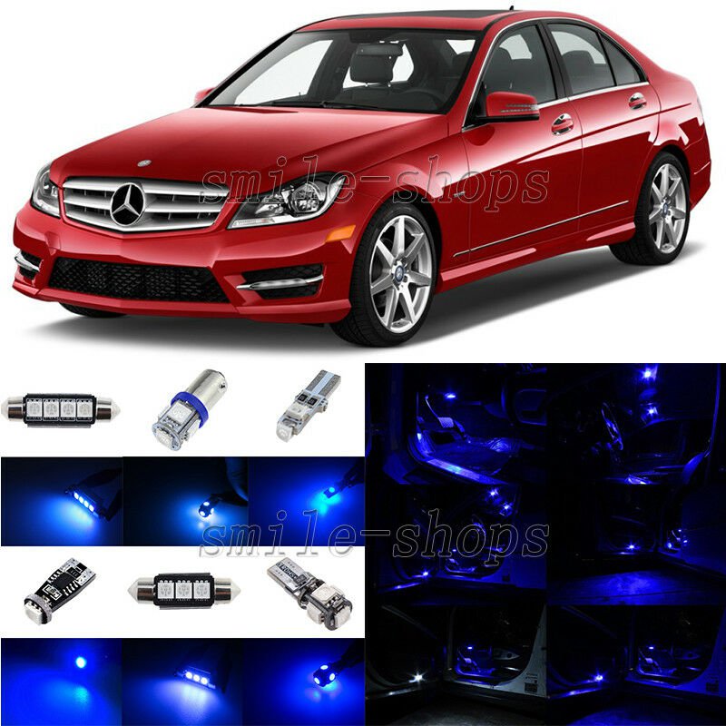 16pcs Ultra Blue LED Interior Light Package Fit For 08-13 Mercedes C Class W204