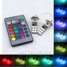 2pcs RGB Multi-Color Remote Control H3 12-SMD LED Bulbs For Fog Driving Lights