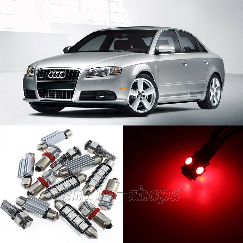 Error Free Red 22pcs Interior LED Light Kit for 2002-2008 Audi A4 S4 Avant