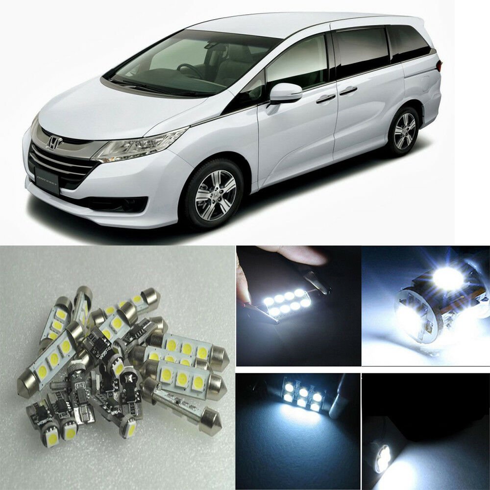 18pcs LED Xenon White Light Interior Package Kit for Honda Odyssey 2011-2015 #