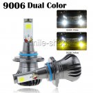 2pcs COB 9006 HB4 24W 2400LM Dual Color LED Fog Light White Yellow Amber Blue
