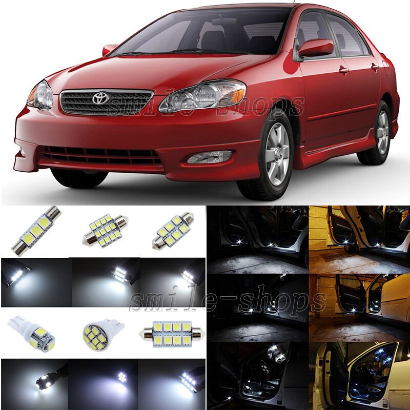 6pcs Xenon White LED Interior Lights Package Fit For 2000-2008 Toyota Corolla