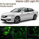 For Honda Accord 2013-2016 Green Interior LED Light Kit + Green License Light
