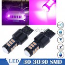 2pcs 7440 30SMD 3030 Chip High Power Pink LED Car Daytime Running Light Bulb T20