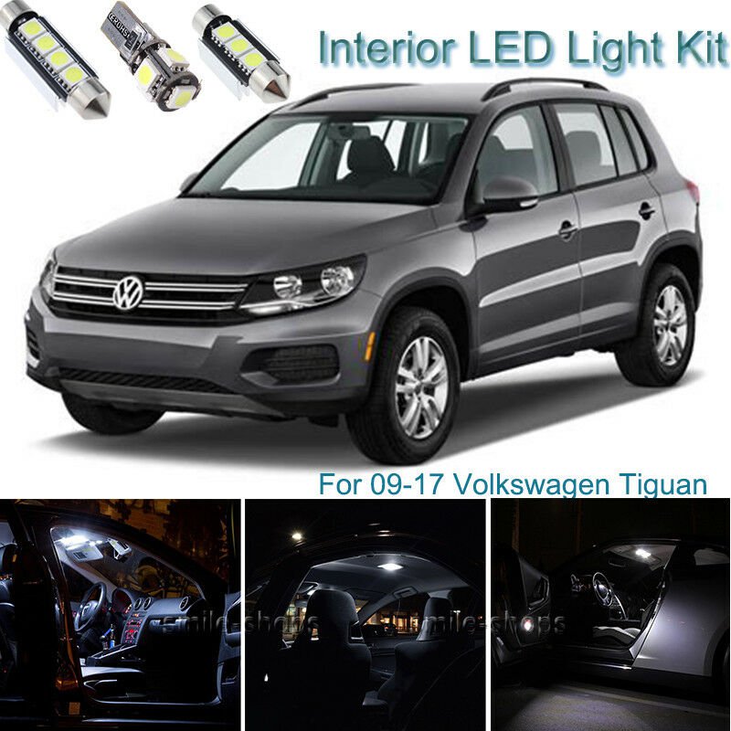 12pcs White Interior LED Light Package Kit Deal For Volkswagen Tiguan 2009-2017