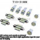 11 x White T10 & 31MM Map Dome + License Plate Interior LED Light Kit